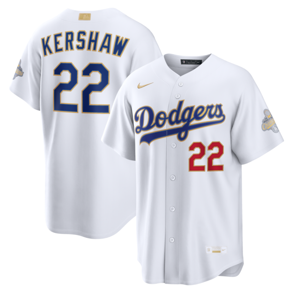 Los Angeles Dodgers #22 Clayton Kershaw White 2026 Gold Collection Stadium Jersey by My Store