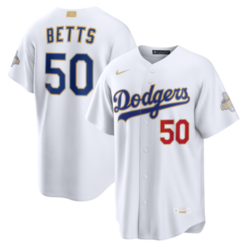 Los Angeles Dodgers #50 Mookie Betts White 2026 Gold Collection Stadium Jersey by My Store