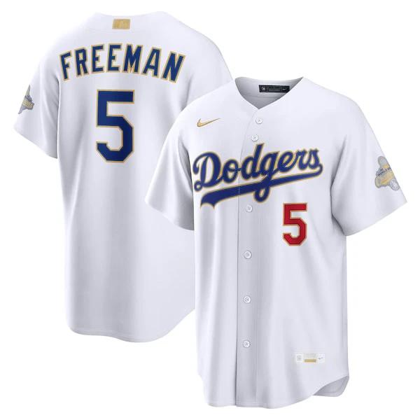 Los Angeles Dodgers #5 Freddie Freeman White 2026 Gold Collection Stadium Jersey by My Store