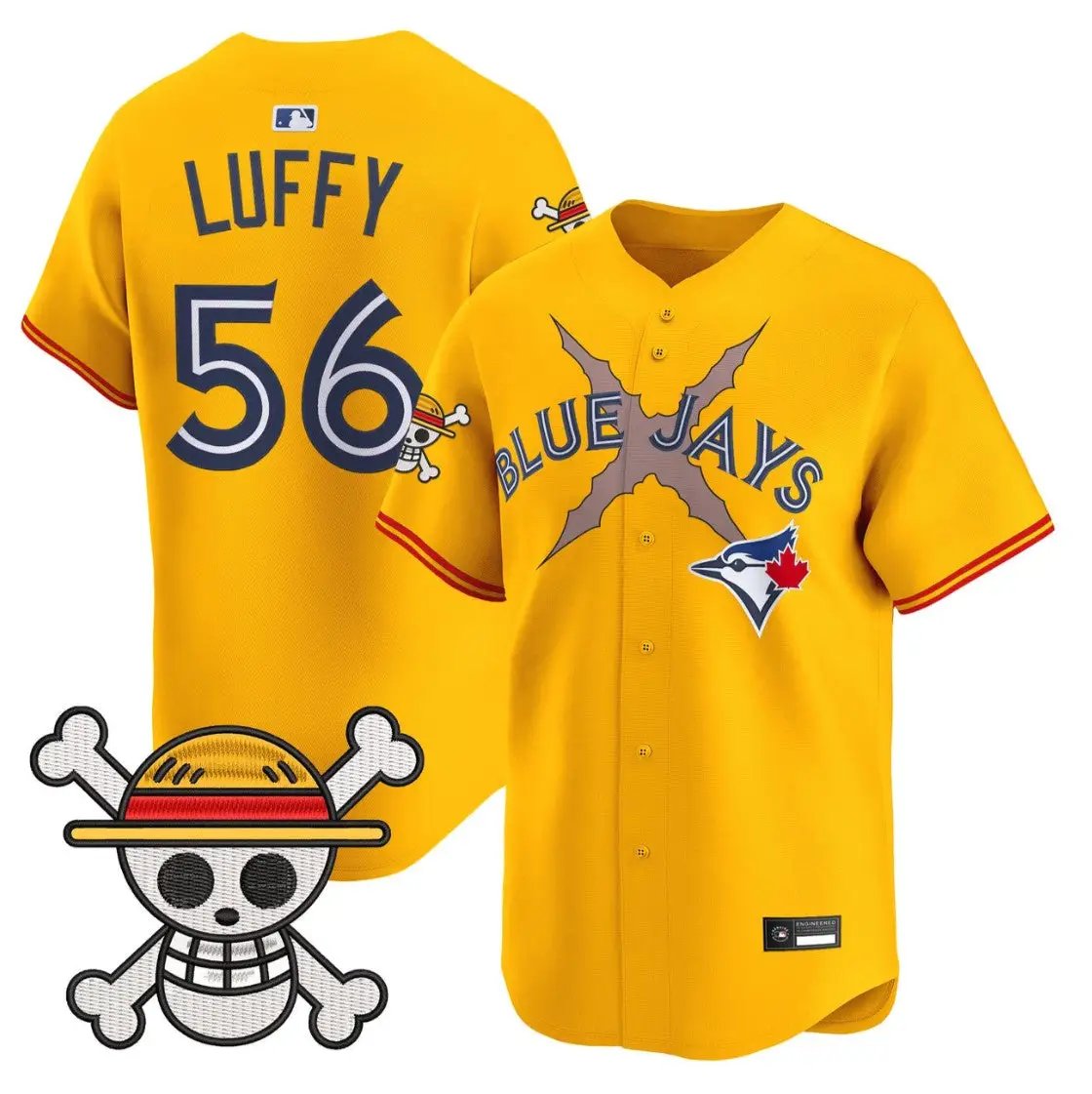 Luffy Jersey #56 Blue Jays One Piece Vapor Premier Limited Stitched by My Store