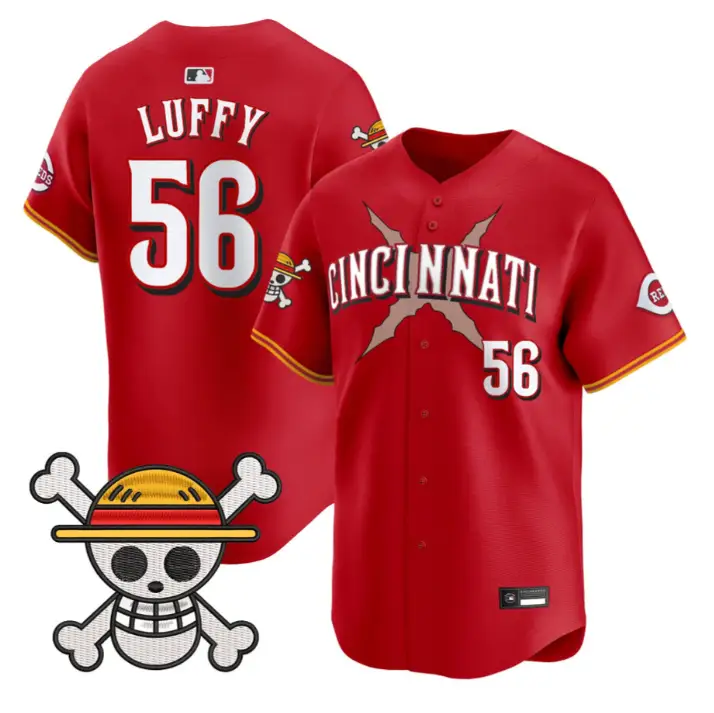 Luffy Jersey #56 Cincinnati Reds One Piece Vapor Premier Stitched by My Store