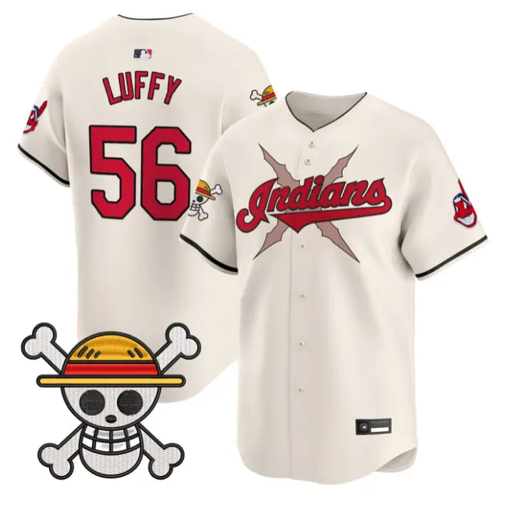Luffy Jersey #56 Cleveland Indians One Piece Vapor Premier Stitched by My Store