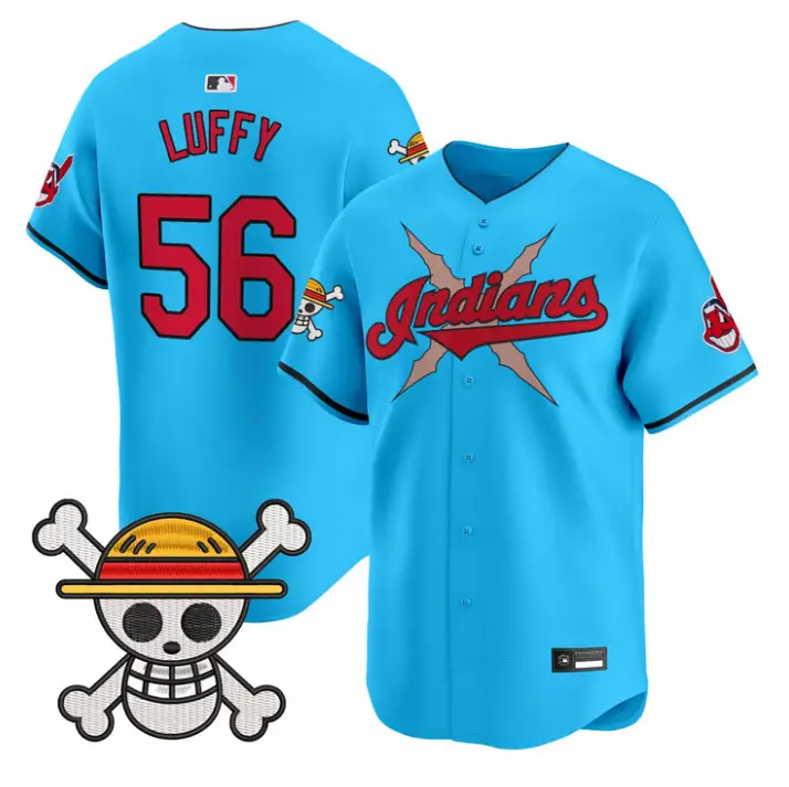 Luffy Jersey #56 Cleveland Indians One Piece Vapor Premier Stitched by My Store