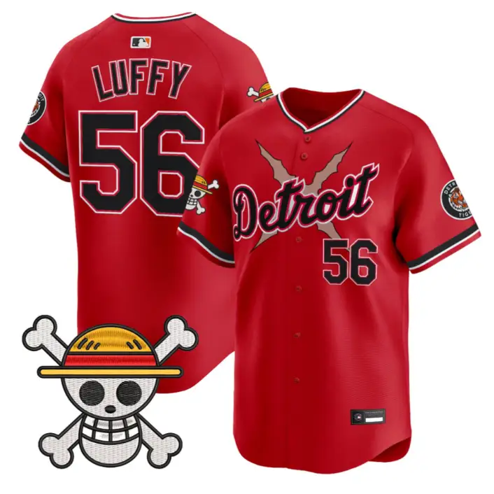 Luffy Jersey #56 Detroit Tigers One Piece Vapor Premier Limited Stitched by My Store
