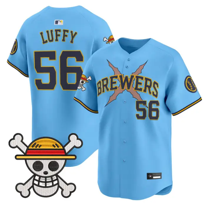 Luffy Jersey #56 Milwaukee Brewers One Piece Vapor Premier Stitched by My Store