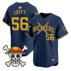 Luffy Jersey #56 Milwaukee Brewers One Piece Vapor Premier Stitched by My Store