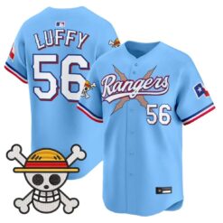Luffy Jersey #56 Texas Rangers One Piece Premier Limited Stitched by My Store