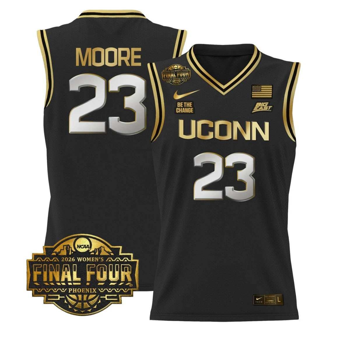 Maya Moore Jersey #23 UConn Huskies 2026 Final Four Stitched Black Gold by My store basketball