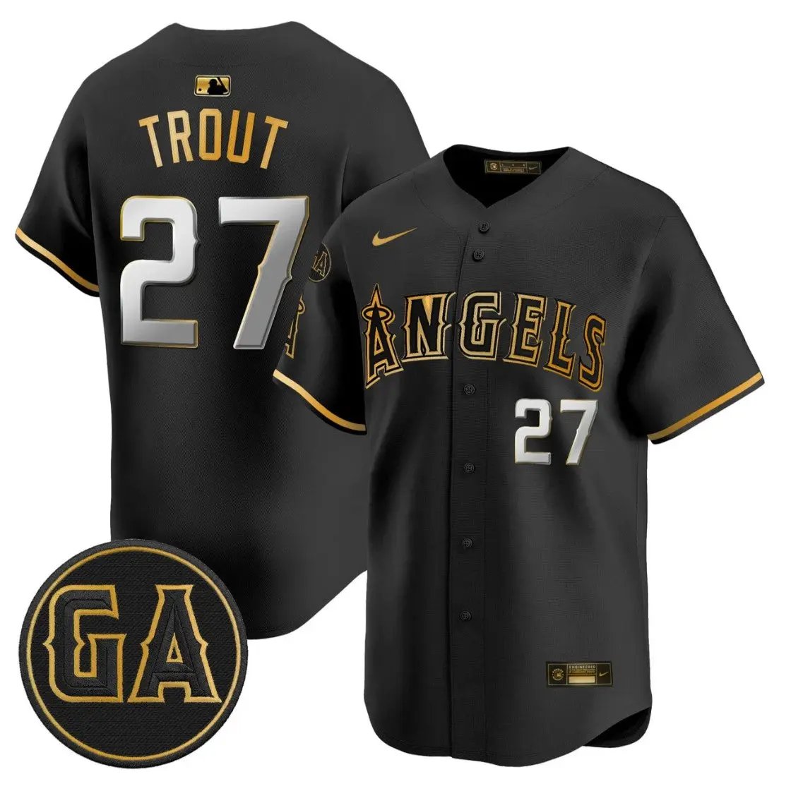 Mike Trout Jersey #27 Angels Garret Anderson Tribute Premier Stitched by My Store