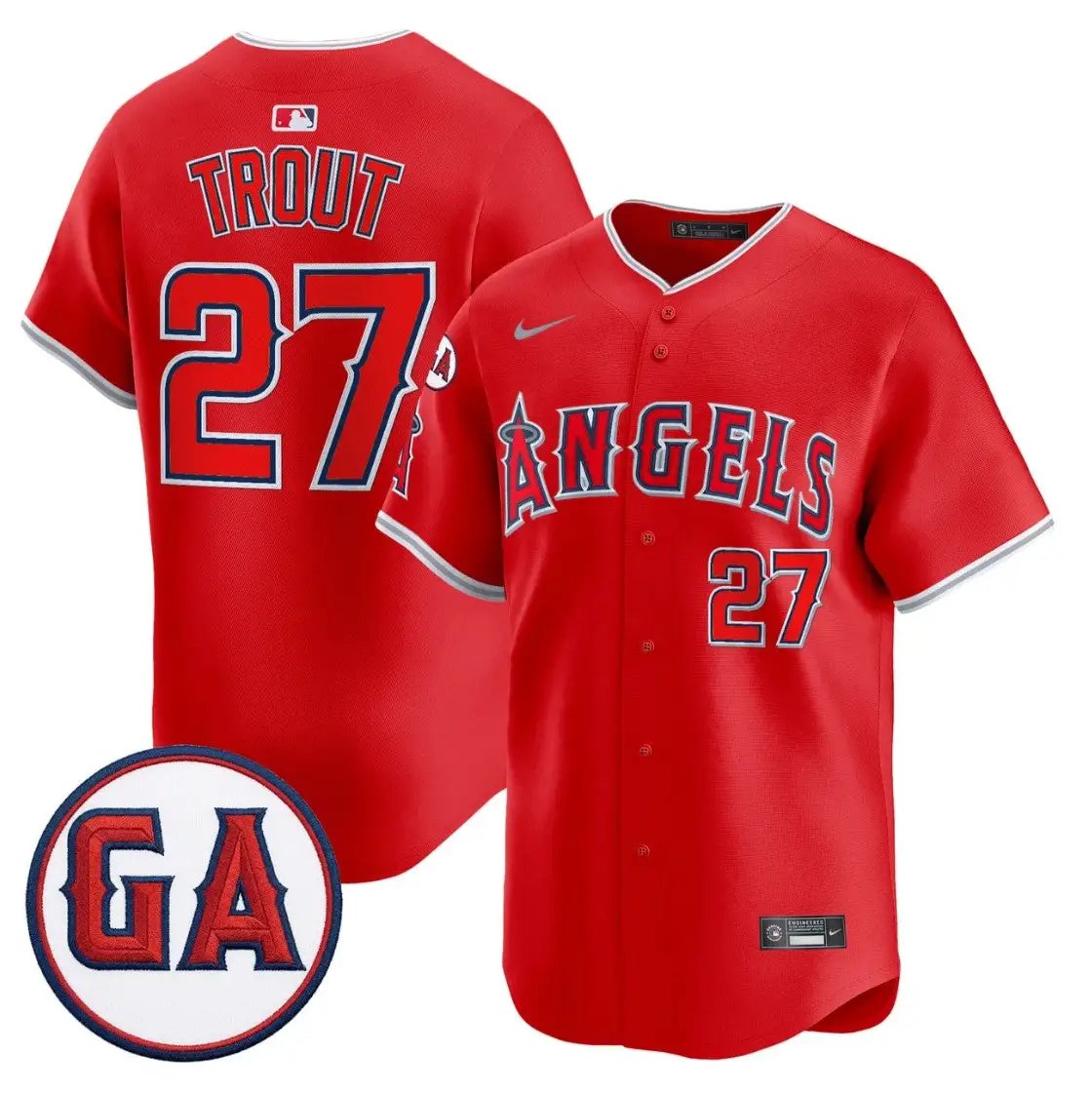 Mike Trout Jersey #27 Angels Garret Anderson Tribute Premier Stitched by My Store