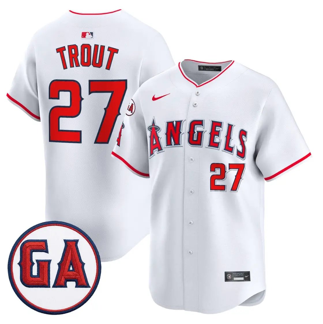 Mike Trout Jersey #27 Angels Garret Anderson Tribute Premier Stitched by My Store