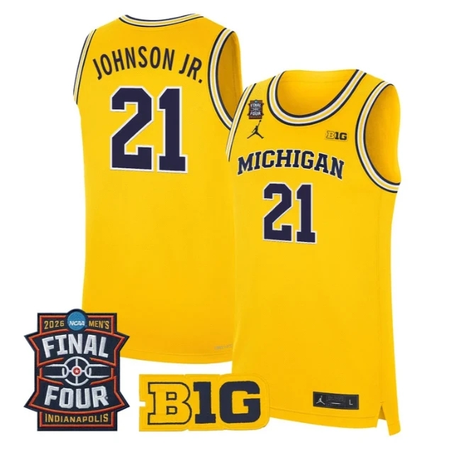 Morez Johnson Jr Jersey #21 Michigan Wolverines 2026 Final Four Stitched Maize by My store basketball