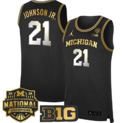 Morez Johnson Jr Jersey #21 Michigan Wolverines 2026 National Champions Stitched by My store basketball