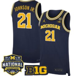 Morez Johnson Jr Jersey #21 Michigan Wolverines 2026 National Champions Stitched by My store basketball