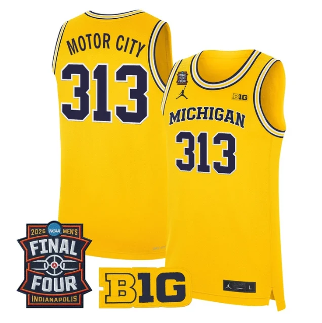 Motor City Jersey #313 Michigan Wolverines 2026 Final Four Stitched Maize by My store basketball