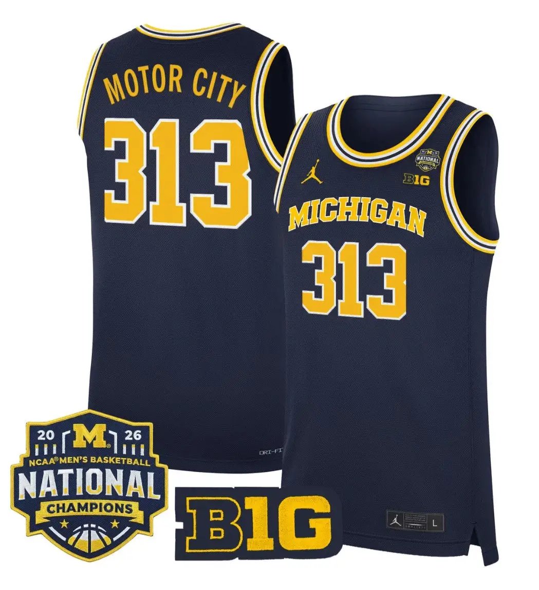 Motor City Jersey #313 Michigan Wolverines 2026 National Champions Stitched by My store basketball