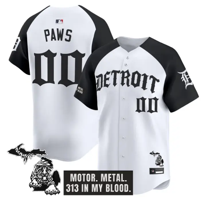 PAWS Jersey #00 Detroit Tigers Old English Edition Stitched by My Store