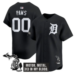 PAWS Jersey #00 Detroit Tigers Old English Edition Stitched by My Store