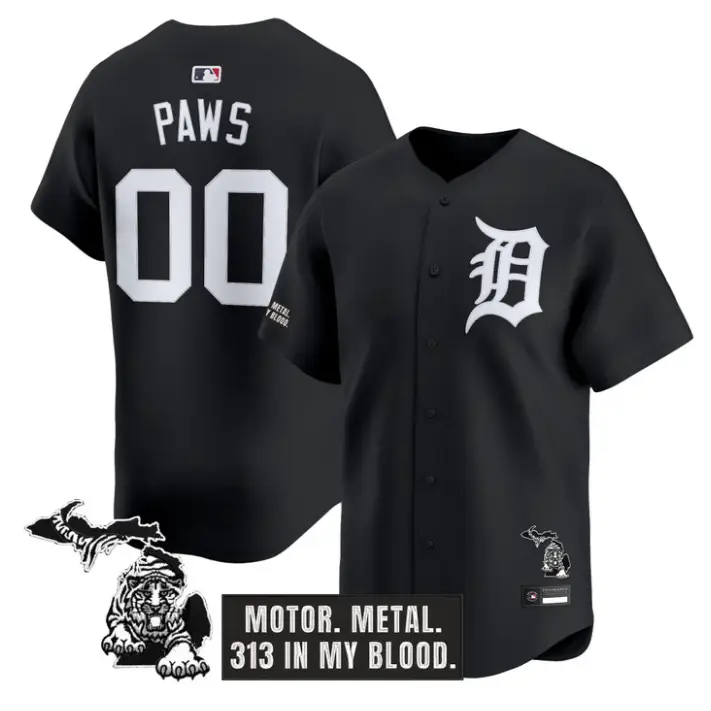 PAWS Jersey #00 Detroit Tigers Old English Edition Stitched by My Store