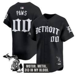 PAWS Jersey #00 Detroit Tigers Old English Edition Stitched by My Store