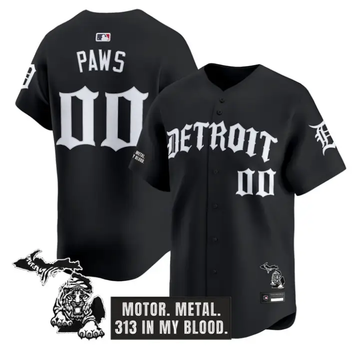 PAWS Jersey #00 Detroit Tigers Old English Edition Stitched by My Store