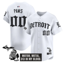PAWS Jersey #00 Detroit Tigers Old English Edition Stitched by My Store