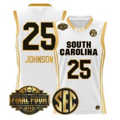 Raven Johnson Jersey #25 South Carolina 2026 Final Four Stitched White Gold by My store basketball