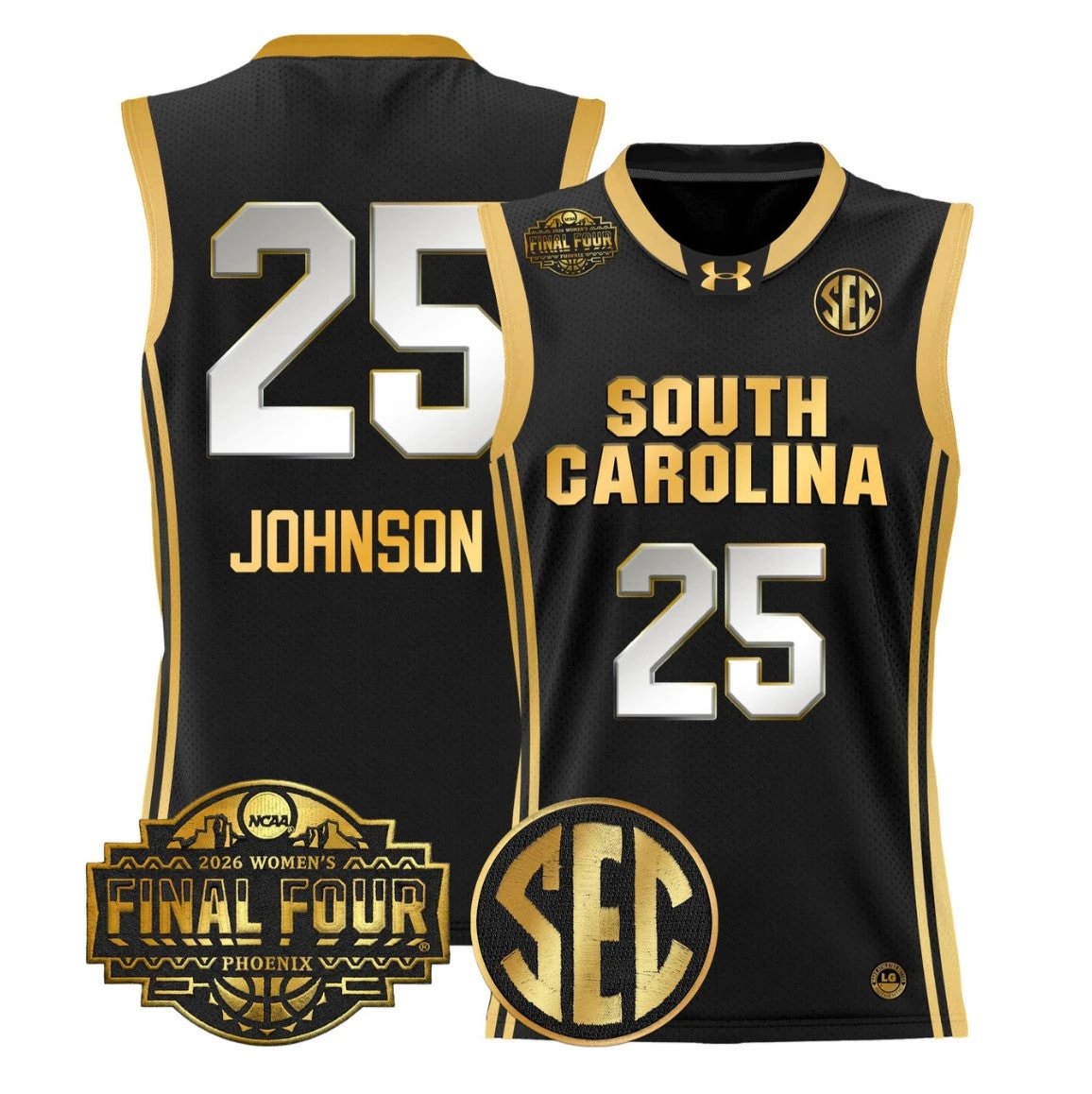 Raven Johnson Jersey #25 South Carolina 2026 Final Four Stitched Black Gold by My store basketball
