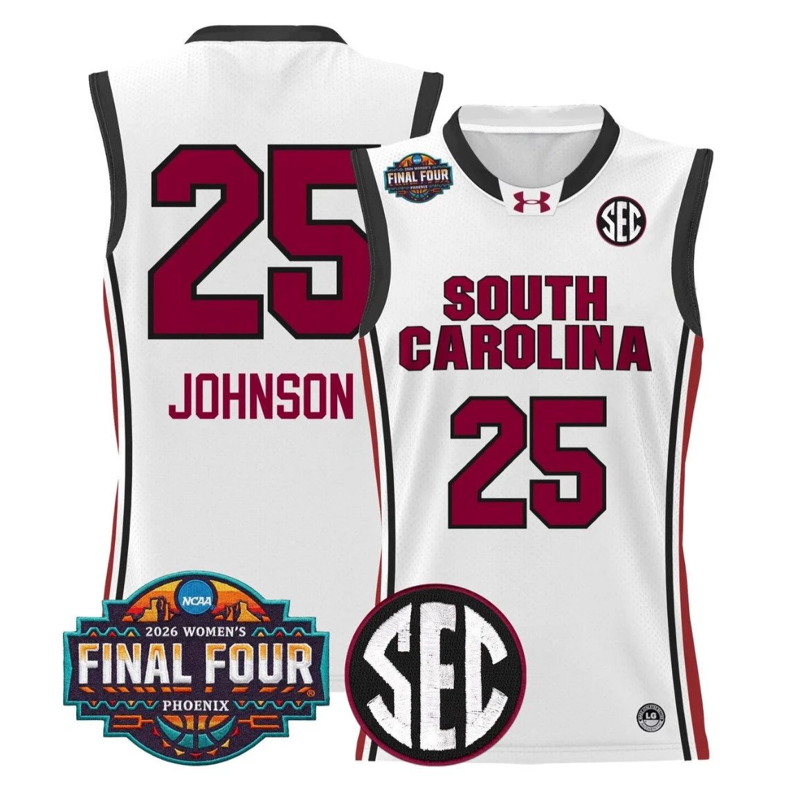 Raven Johnson Jersey #25 South Carolina 2026 Final Four Stitched White by My store basketball