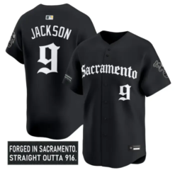 Reggie Jackson Jersey #9 Athletics Sacramento Gothic Edition Stitched by My Store