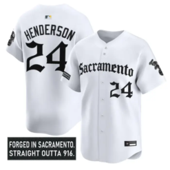 Rickey Henderson Jersey #24 Athletics Sacramento Gothic Edition Stitched by My Store