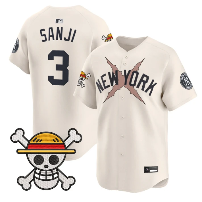 Sanji Jersey #3 Yankees One Piece Vapor Premier Stitched by My Store