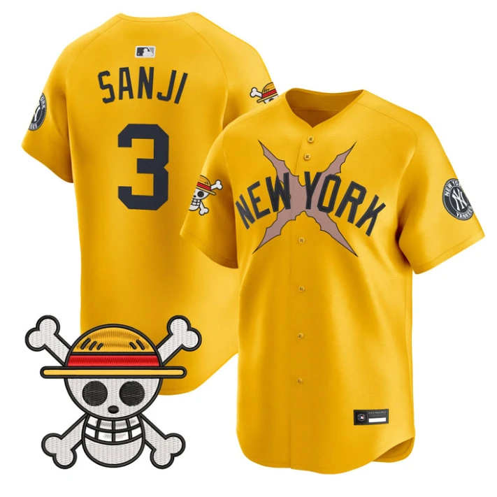 Sanji Jersey #3 Yankees One Piece Vapor Premier Stitched by My Store