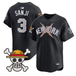 Sanji Jersey #3 Yankees One Piece Vapor Premier Stitched by My Store