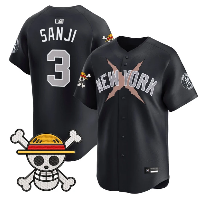 Sanji Jersey #3 Yankees One Piece Vapor Premier Stitched by My Store