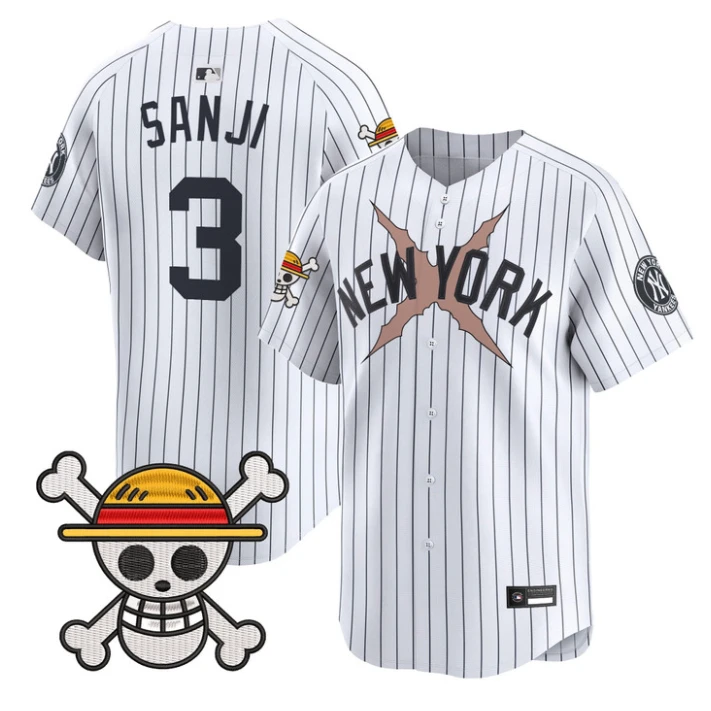 Sanji Jersey #3 Yankees One Piece Vapor Premier Stitched by My Store