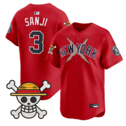 Sanji Jersey #3 Yankees One Piece Vapor Premier Stitched by My Store