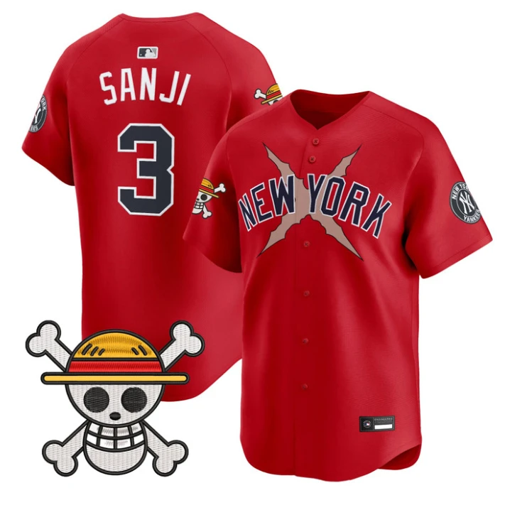 Sanji Jersey #3 Yankees One Piece Vapor Premier Stitched by My Store