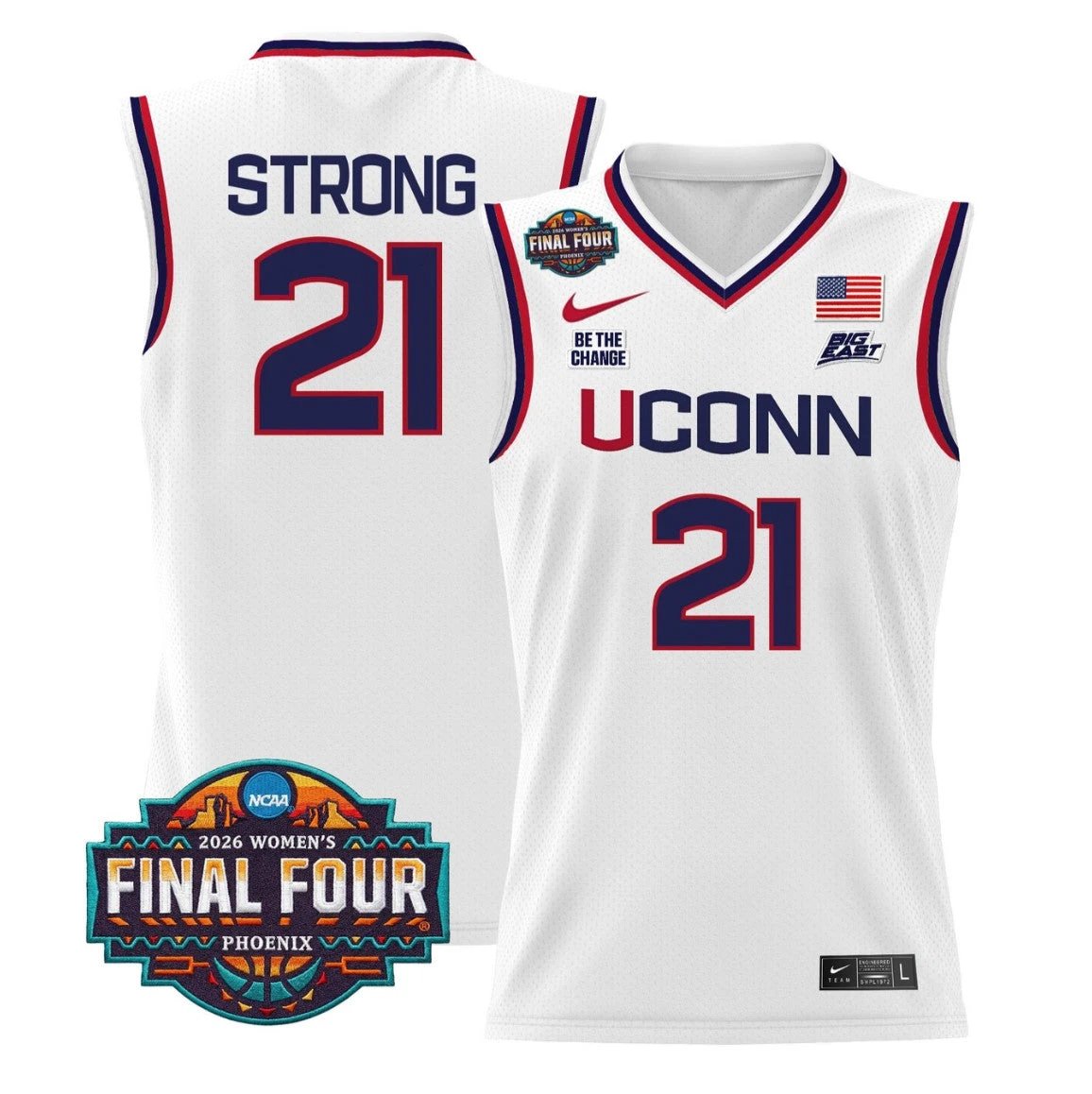 Sarah Strong Jersey #21 UConn Huskies 2026 Final Four Stitched White by My store basketball
