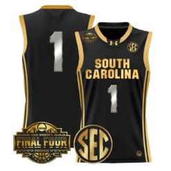 Team Jersey #1 South Carolina 2026 Final Four Basketball Stitched Black Gold by My store basketball
