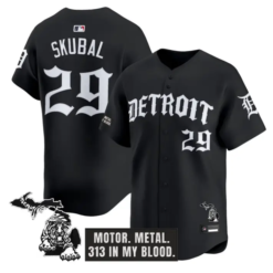 Tarik Skubal Jersey #29 Detroit Tigers Old English Edition Stitched by My Store