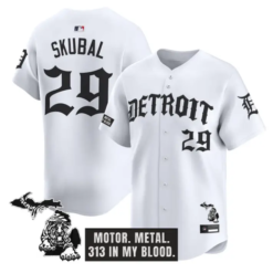 Tarik Skubal Jersey #29 Detroit Tigers Old English Edition Stitched by My Store