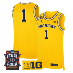 Team Jersey #1 Michigan Wolverines 2026 Final Four Patch Stitched Maize by My store basketball