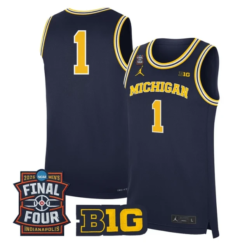 Team Jersey #1 Michigan Wolverines 2026 Final Four Patch Stitched Navy by My store basketball