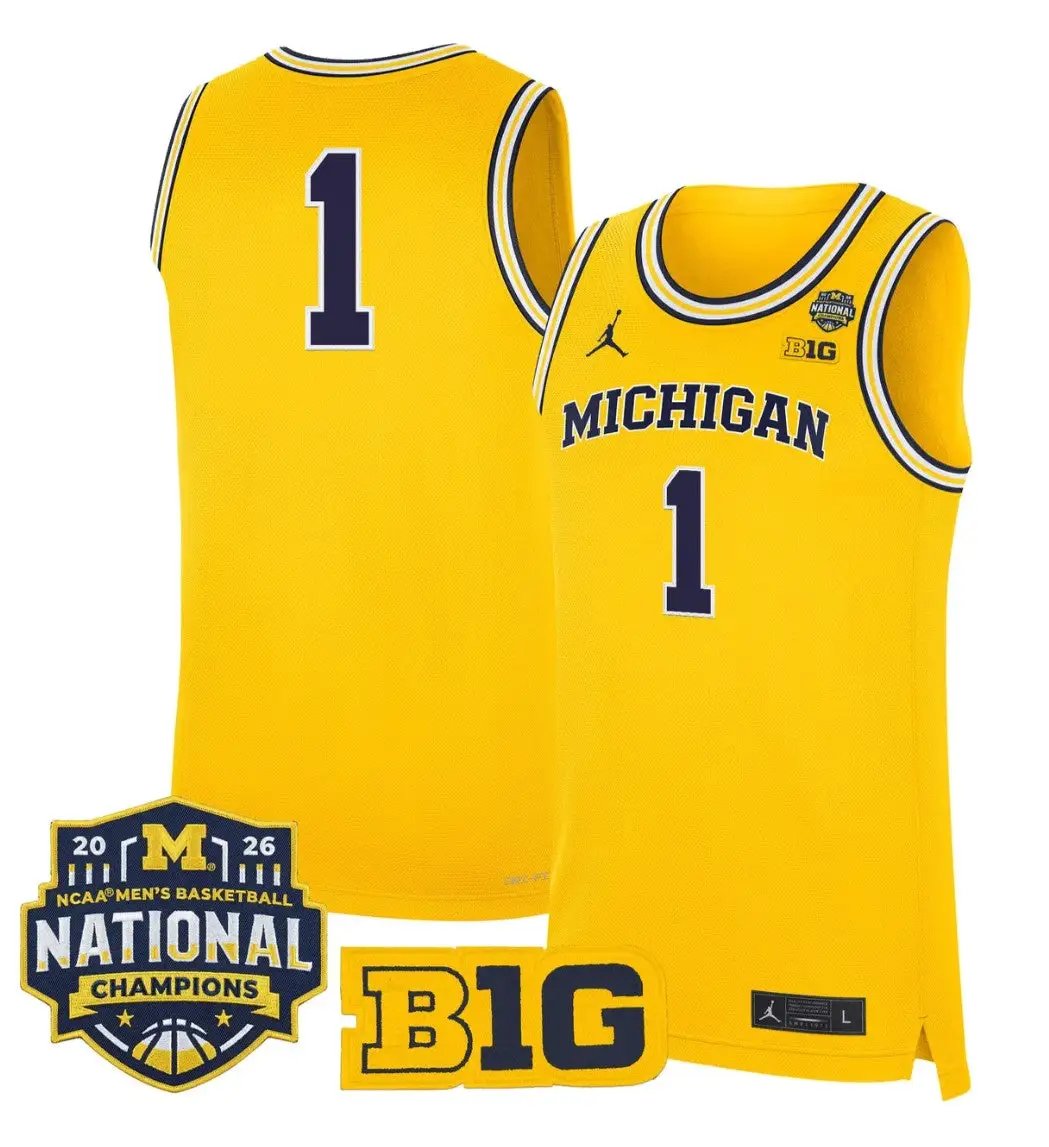 Team Jersey #1 Michigan Wolverines 2026 National Champions Stitched by My store basketball