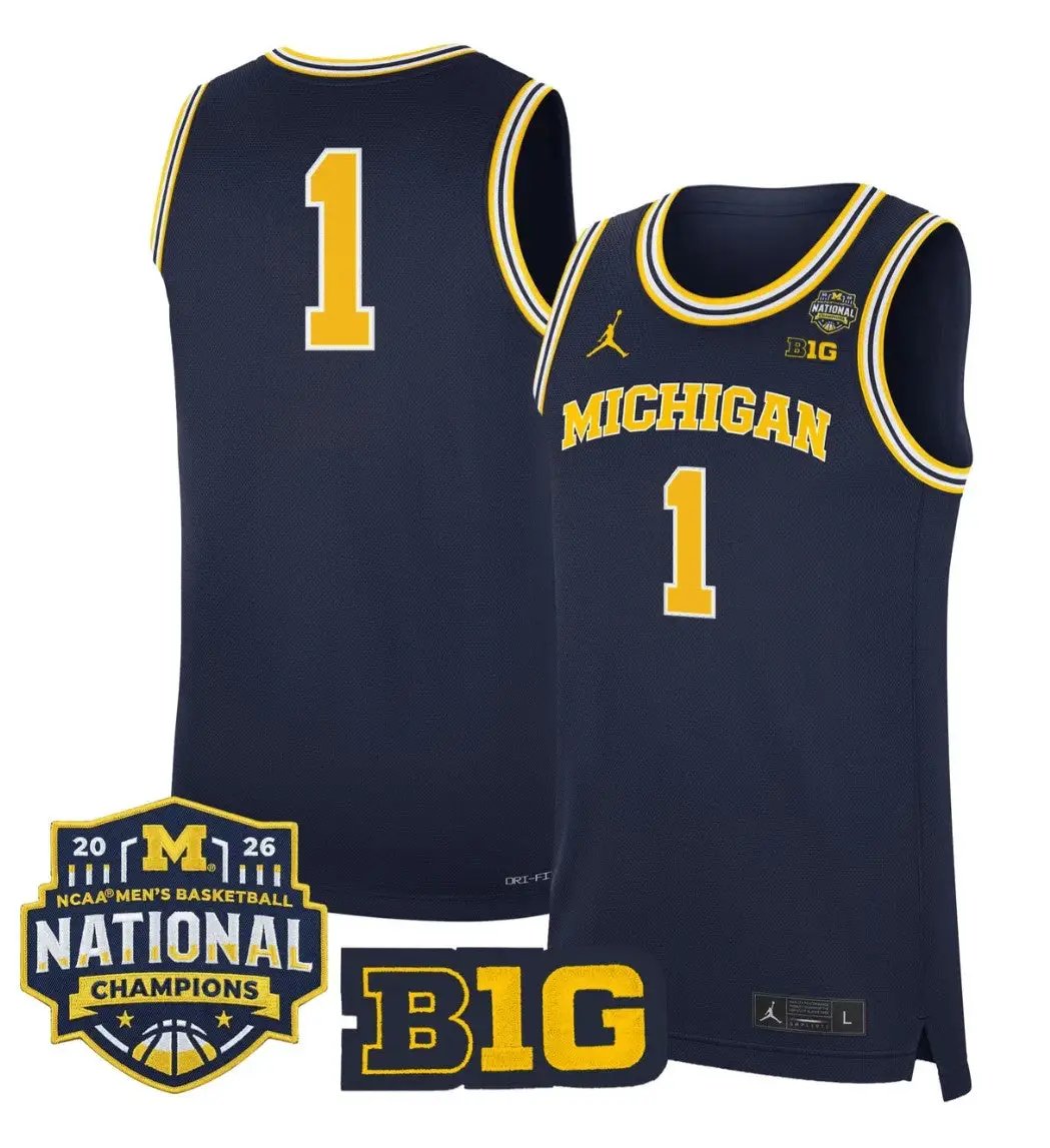 Team Jersey #1 Michigan Wolverines 2026 National Champions Stitched by My store basketball