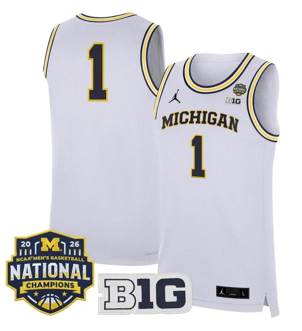 Team Jersey #1 Michigan Wolverines 2026 National Champions Stitched by My store basketball
