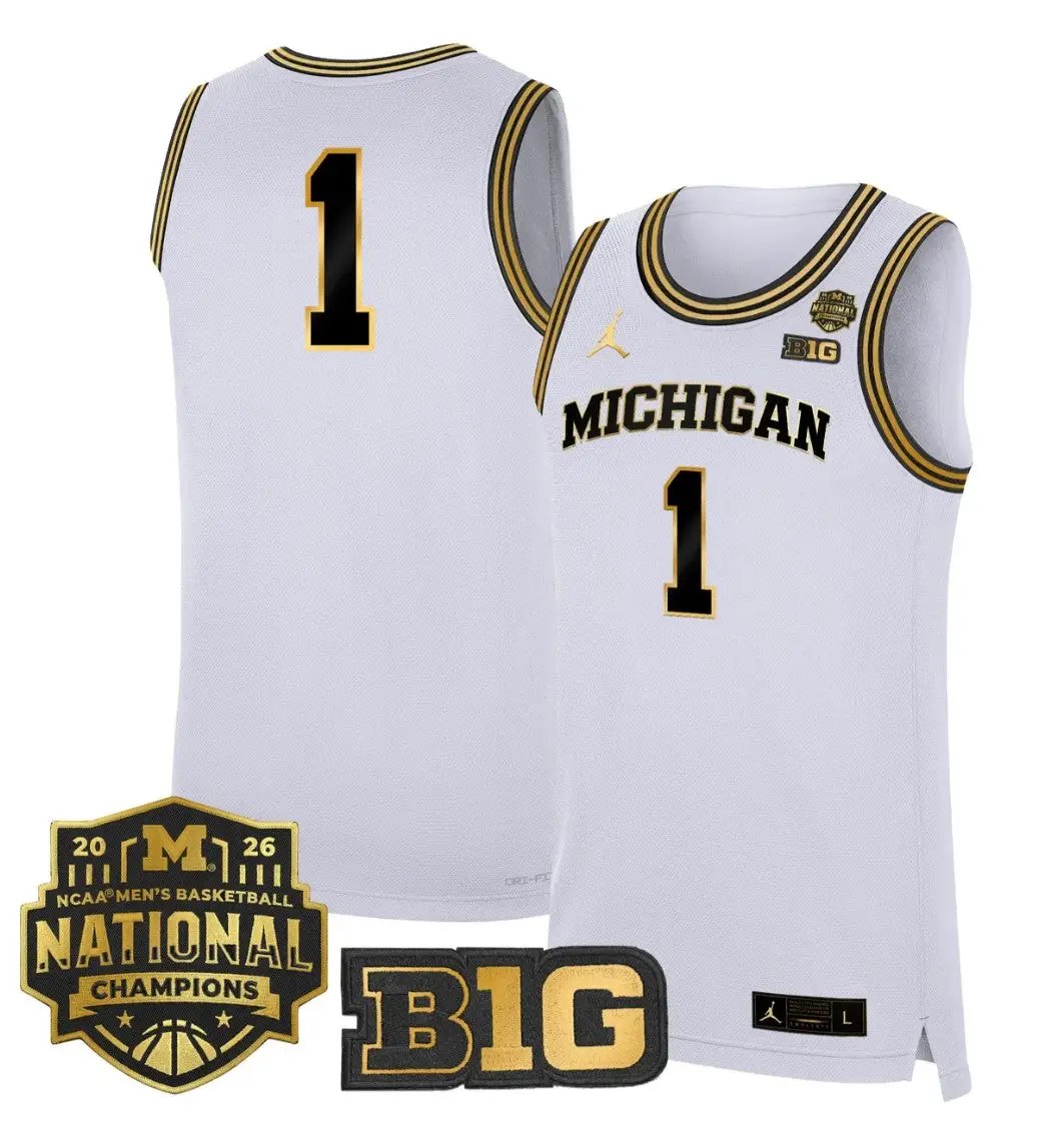 Team Jersey #1 Michigan Wolverines 2026 National Champions Stitched by My store basketball