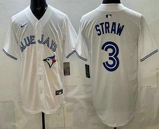 Toronto Blue Jays #3 Myles Straw White Limited Jersey Stitched by My Store