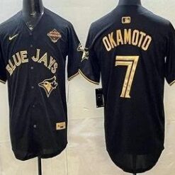Toronto Blue Jays #7 Kazuma Okamoto Black Gold 2025 Champions Stitched Jersey by My Store
